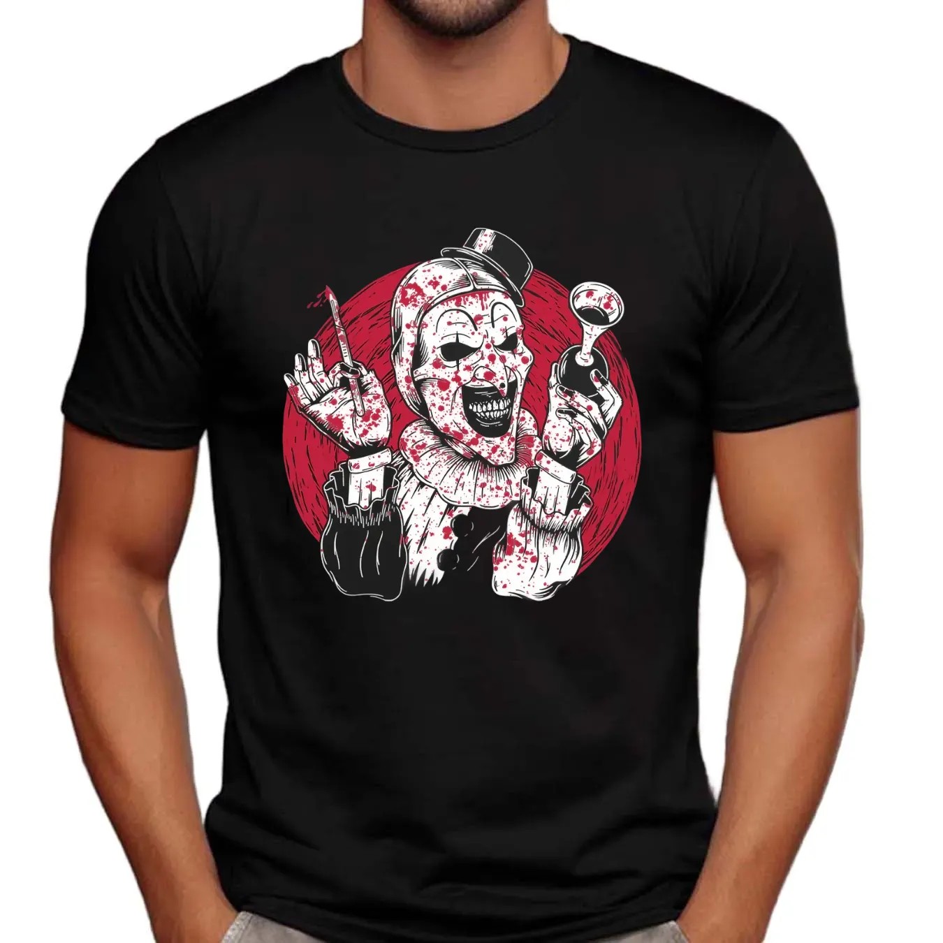 Killer Clown Bloody Vintage Circus Slasher Graphic Horror T Shirt