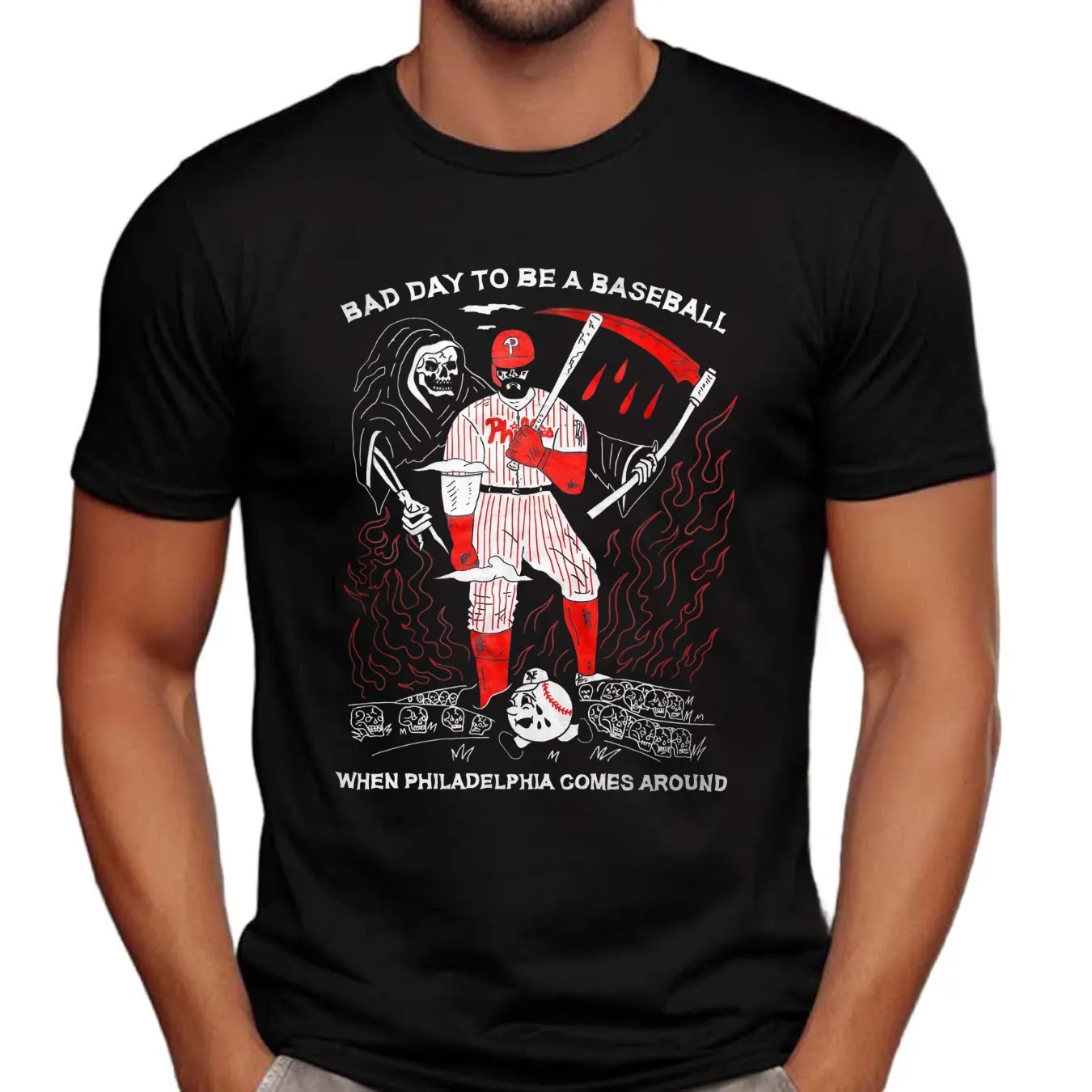 Kyle Schwarber Grim Reaper Bad Day To Be A Baseball When Philadelphia Phillies Comes Around T Shirt