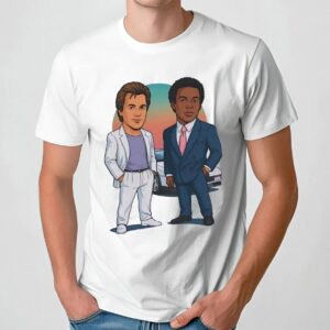 Miami Vice Cartoon Sonny Crockett And Rico Tubbs Caricature T Shirt