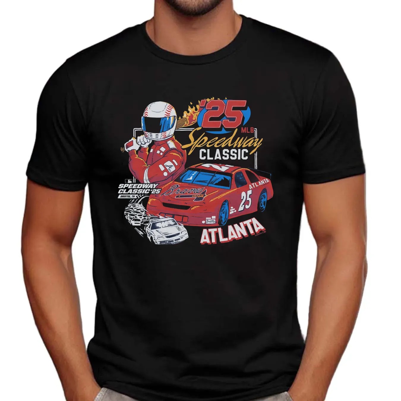 MLB Speedway Classic 2025 Atlanta Braves Baseball Racing T Shirt