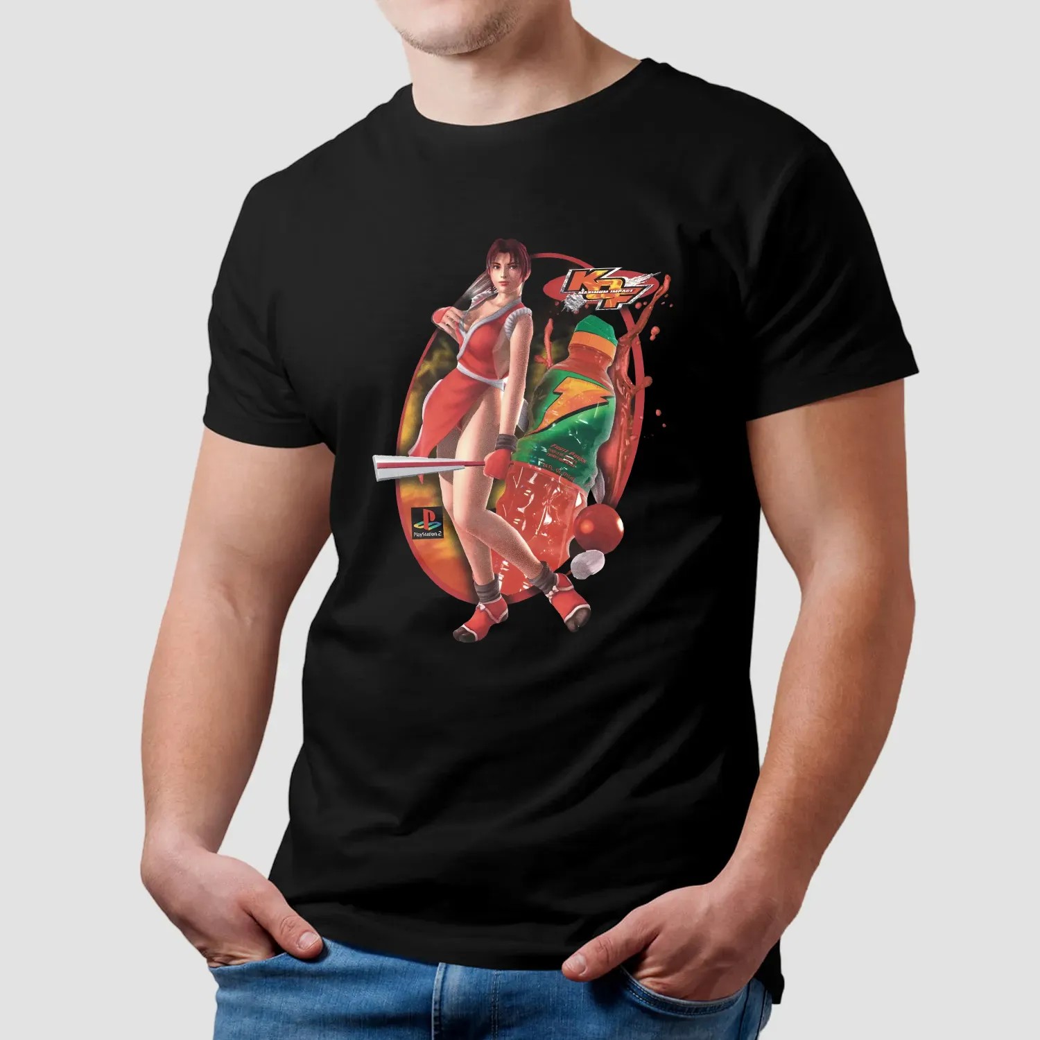 Mai Shiranui KOF Maximum Impact Gatorade drink Gaming Character Graphic T Shirt