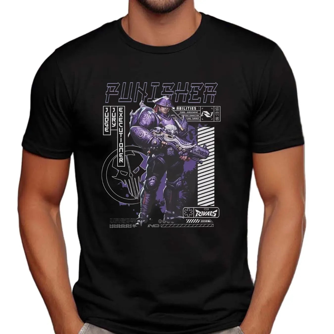 Marvel Rivals The Punisher Judge Jury Executioner Dangan Ronin Pose T Shirt