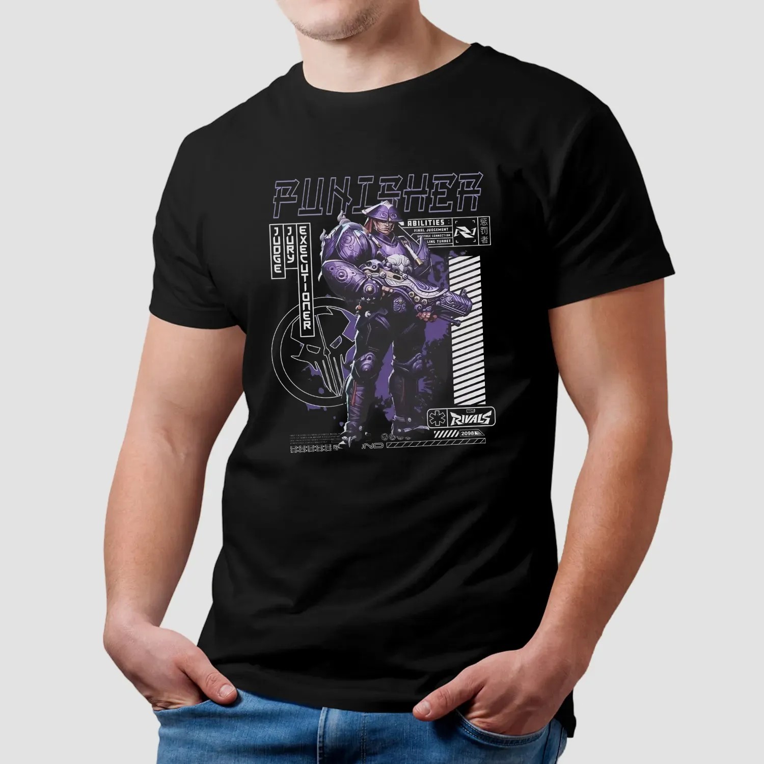 Marvel Rivals The Punisher Judge Jury Executioner Dangan Ronin Pose T Shirt