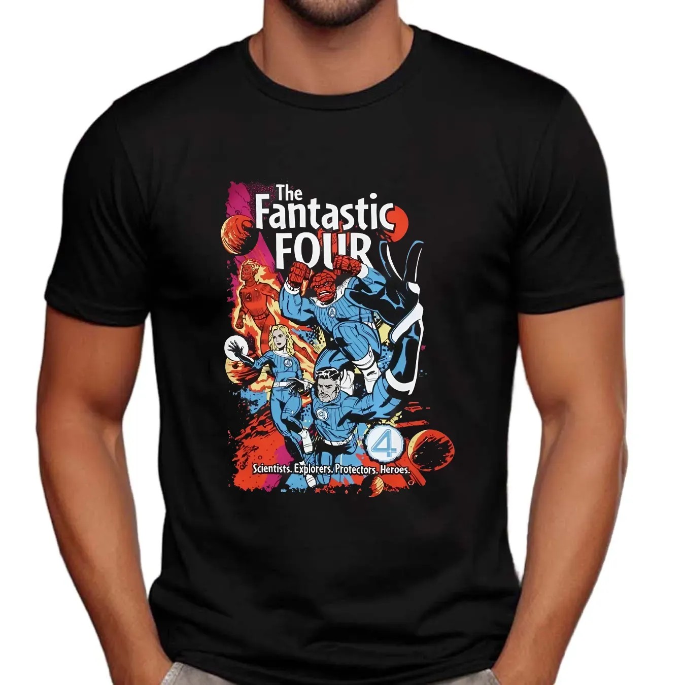 Marvel The Fantastic Four Scientists Explorers Protectors Heroes Comic Book T Shirt