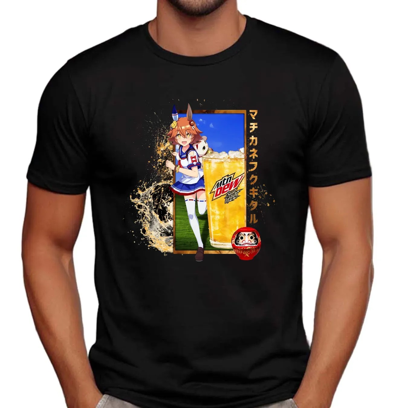 Matikanefukukitaru Umamusume Pretty Derby Mtn Dew Sweet Lightning Japanese Daruma Doll T Shirt