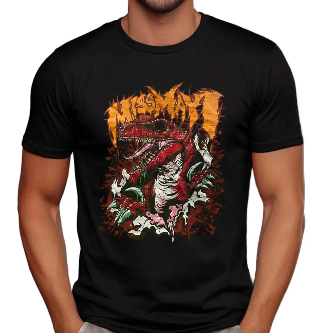 Miss May I Dinosaur Metalcore Raptor Graphic T Shirt