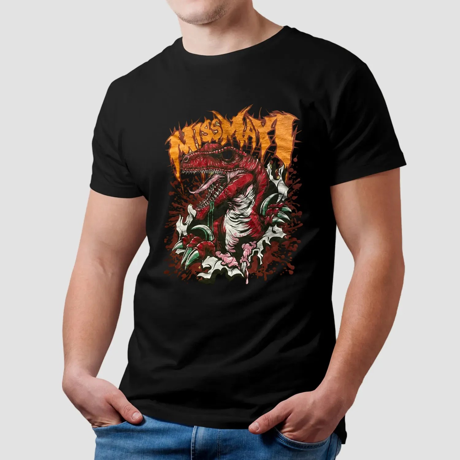 Miss May I Dinosaur Metalcore Raptor Graphic T Shirt