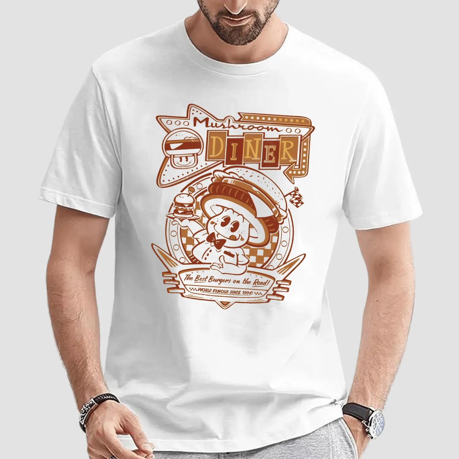 Mushroom Diner The Best Burger Road On The Road World Famous Since 1996 Graphic T Shirt