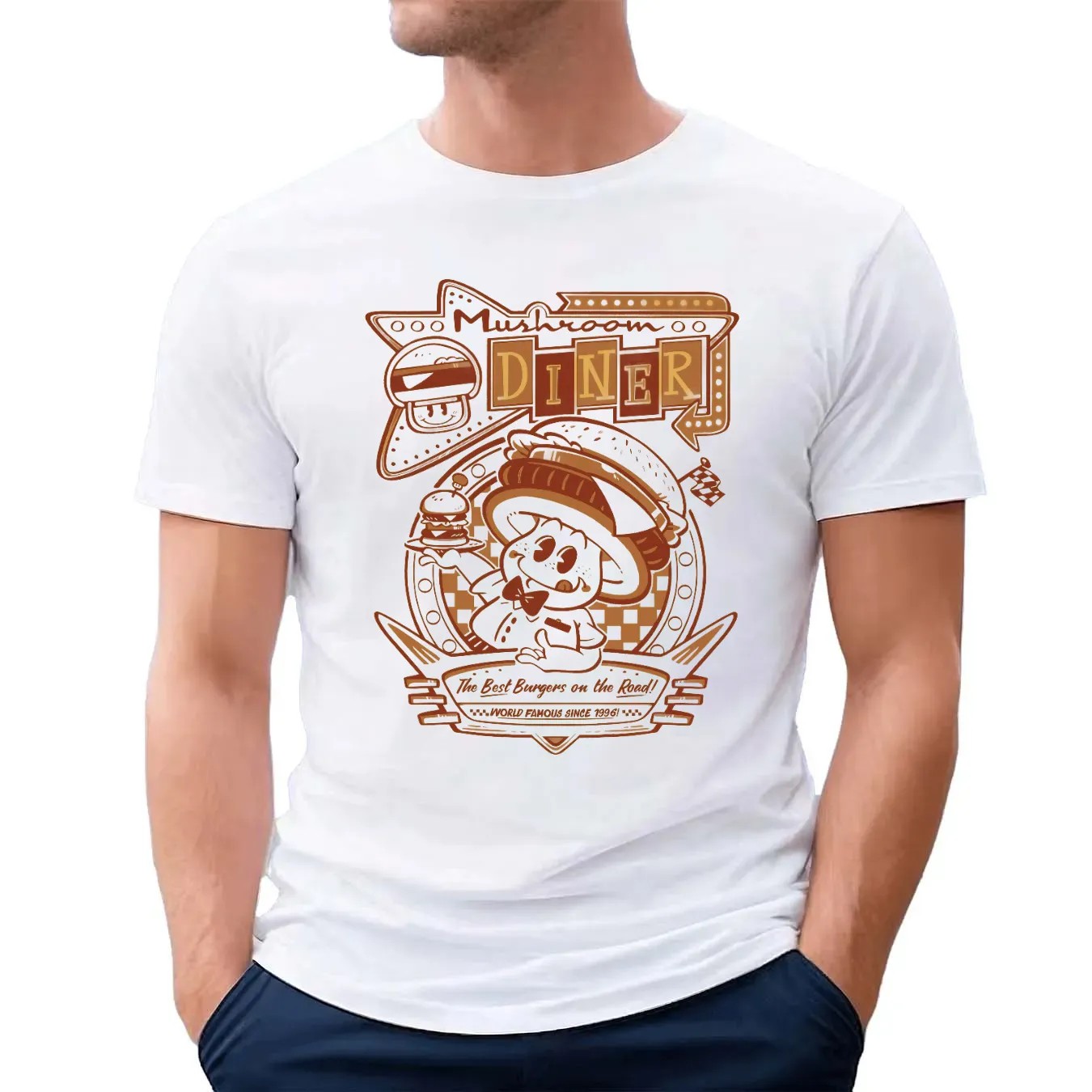 Mushroom Diner The Best Burger Road On The Road World Famous Since 1996 Graphic T Shirt
