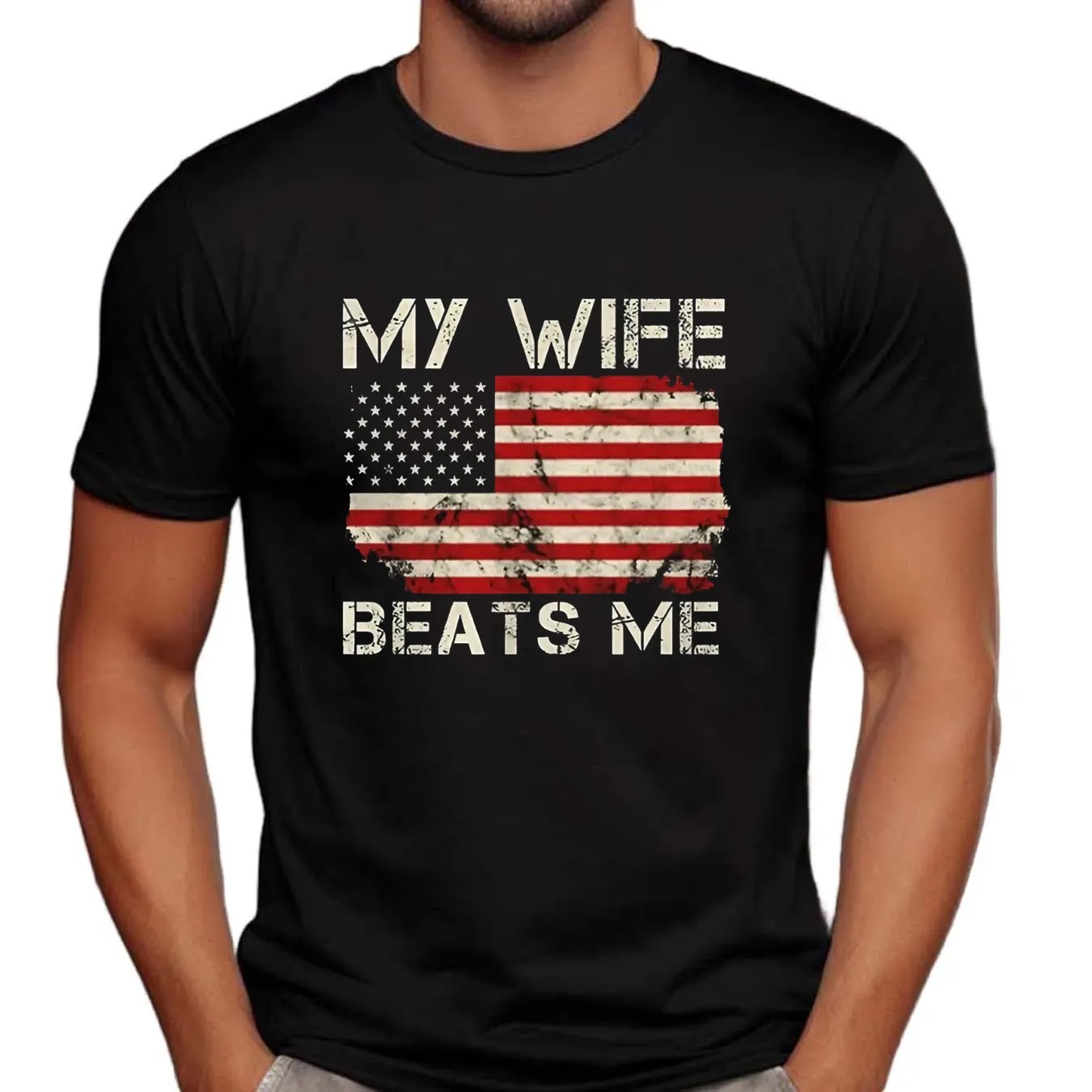 My wife beats me USA flag vintage t shirt