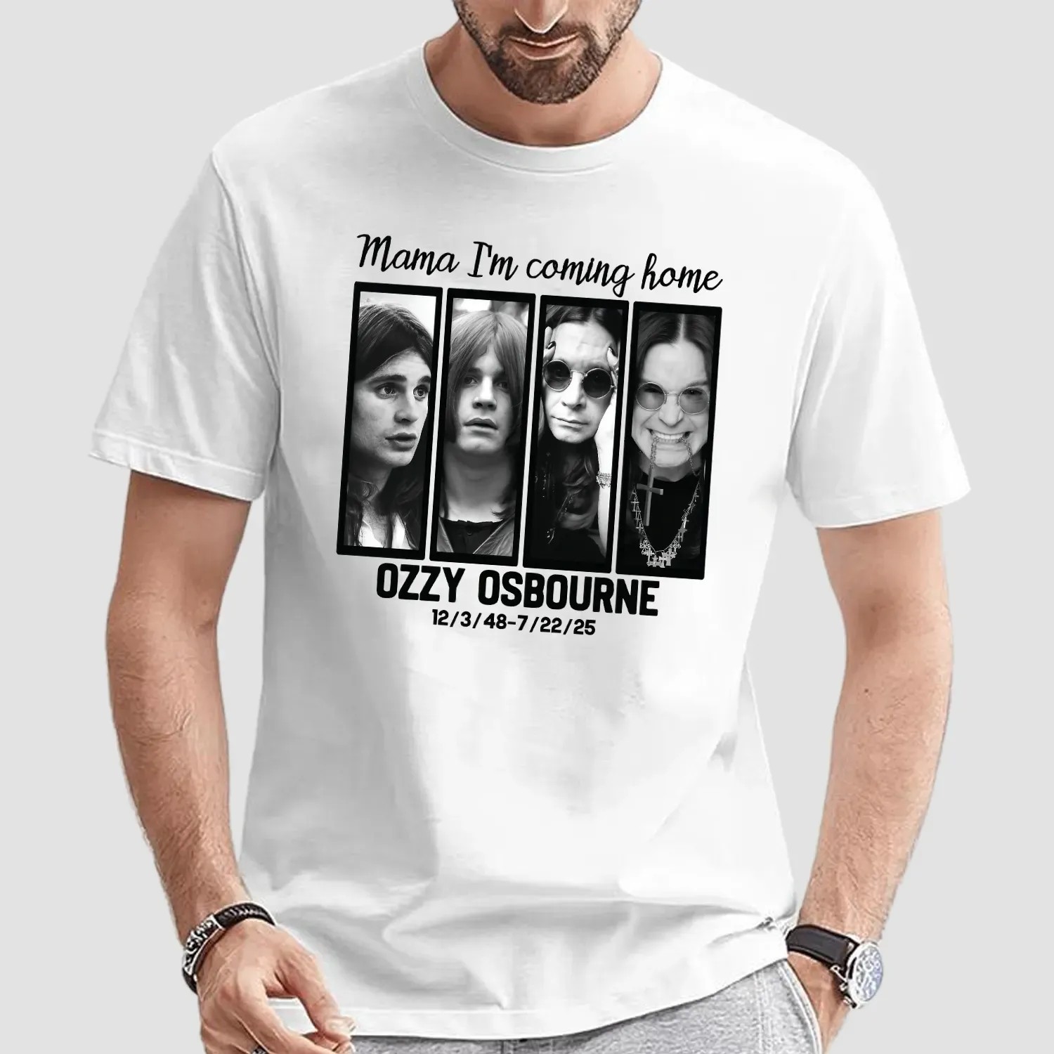 Ozzy Osbourne Mama I’m Coming Home Tribute Graphic Iconic Rock Legend Portraits T Shirt