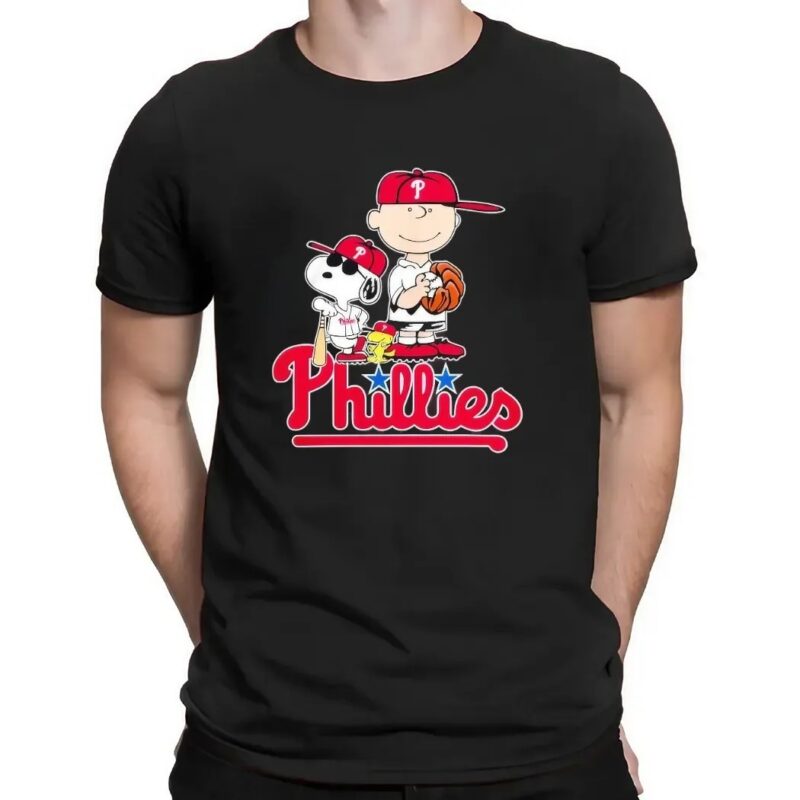 Peanuts Snoopy and Charlie Brown Philadelphia Phillies Baseball Logo T Shirt