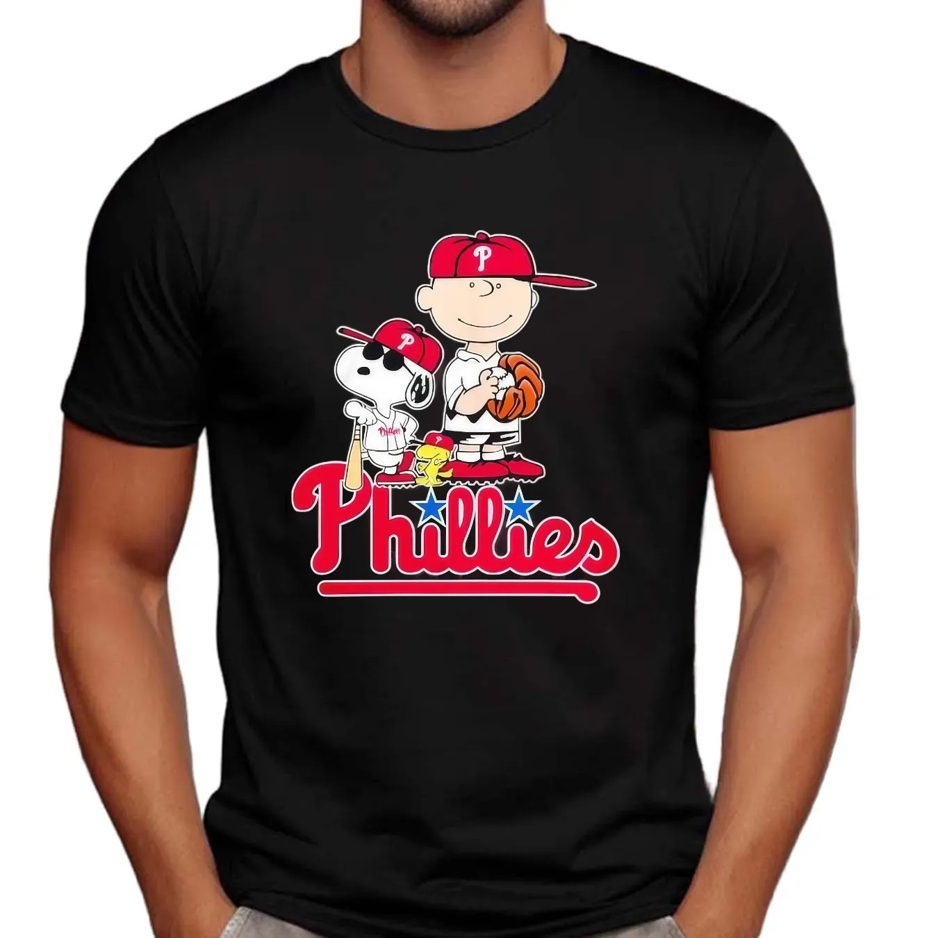 Peanuts Snoopy and Charlie Brown Philadelphia Phillies Baseball Logo T Shirt