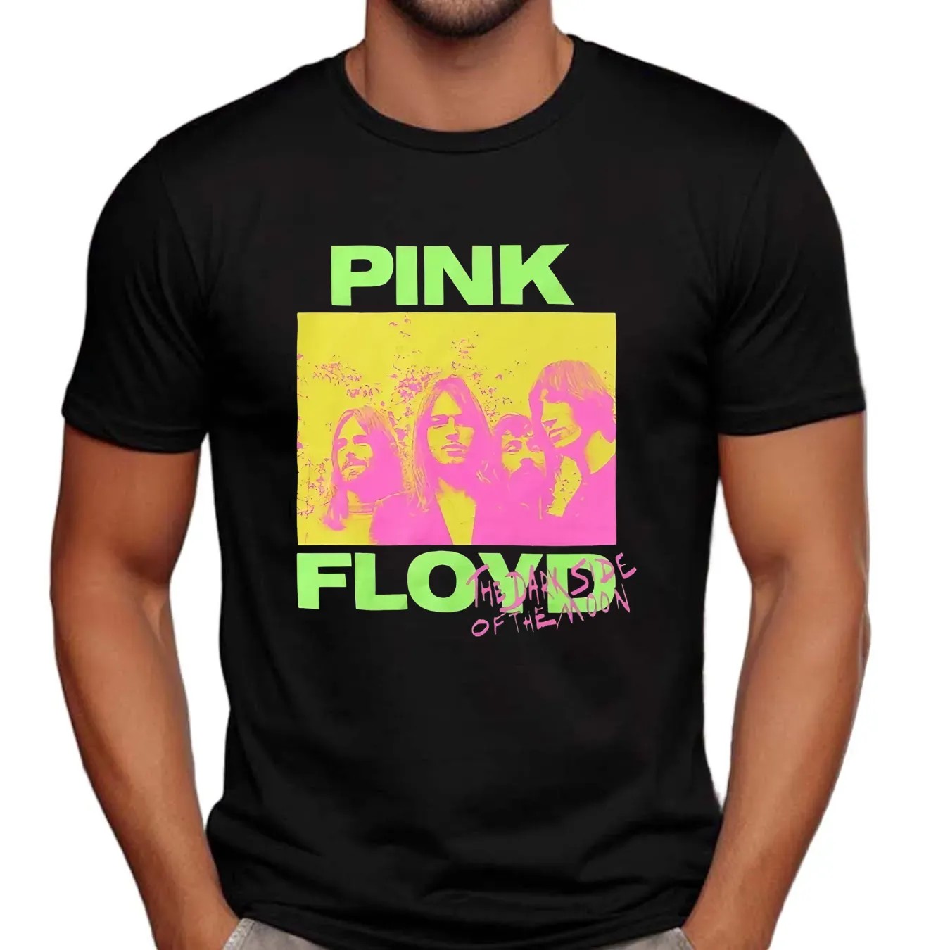 Pink Floyd The Dark Side Of The Moon Neon Band Photo T Shirt