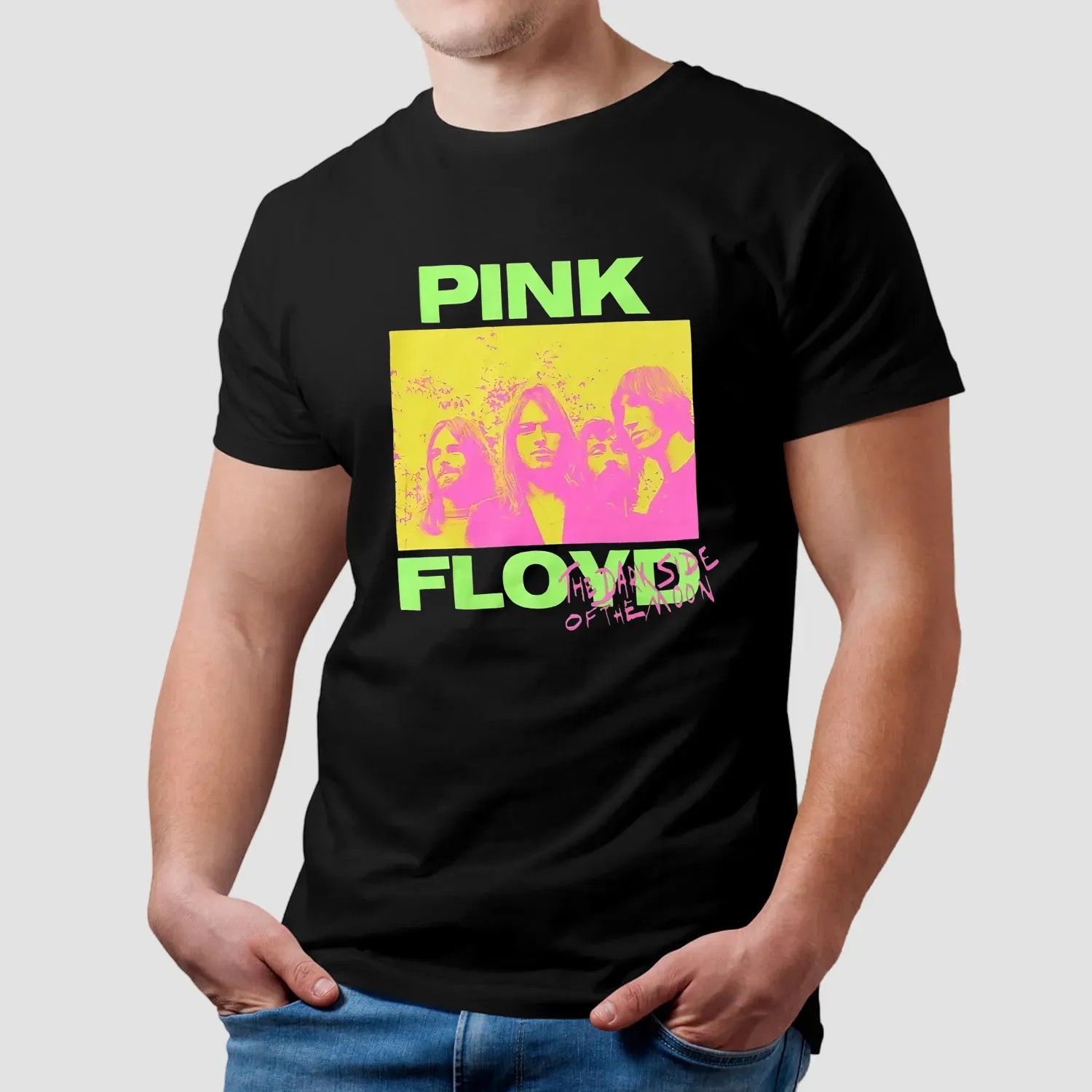 Pink Floyd The Dark Side Of The Moon Neon Band Photo T Shirt