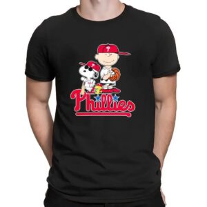 Peanuts Snoopy and Charlie Brown Philadelphia Phillies Baseball Logo T Shirt