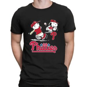 Philadelphia Phillies Peanuts Charlie Brown And Snoopy Playing Baseball T Shirt
