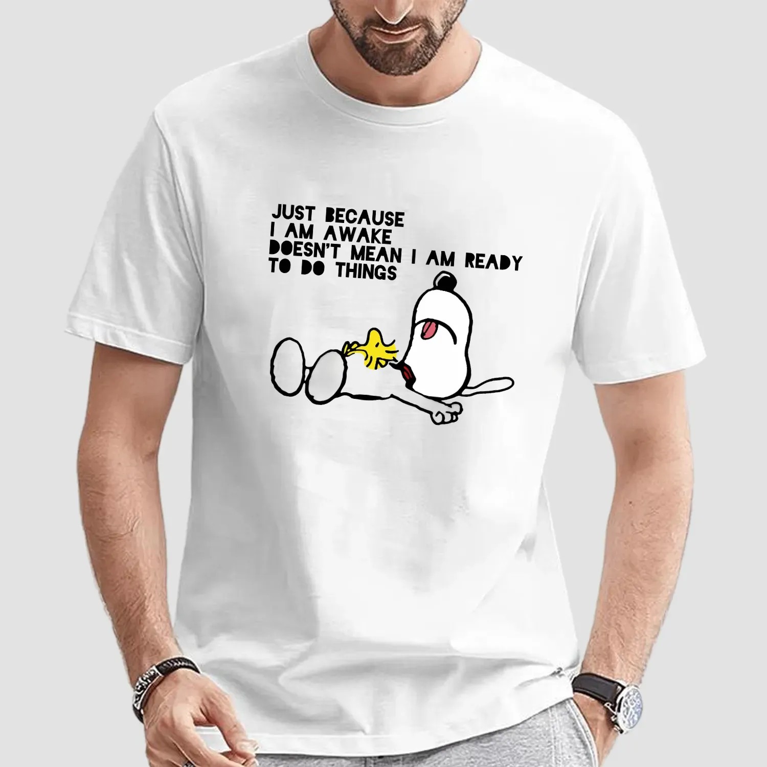 Snoopy The Peanuts Just Because I Am Awake Doesn't Mean I Am Ready To Do Things Meme T Shirt