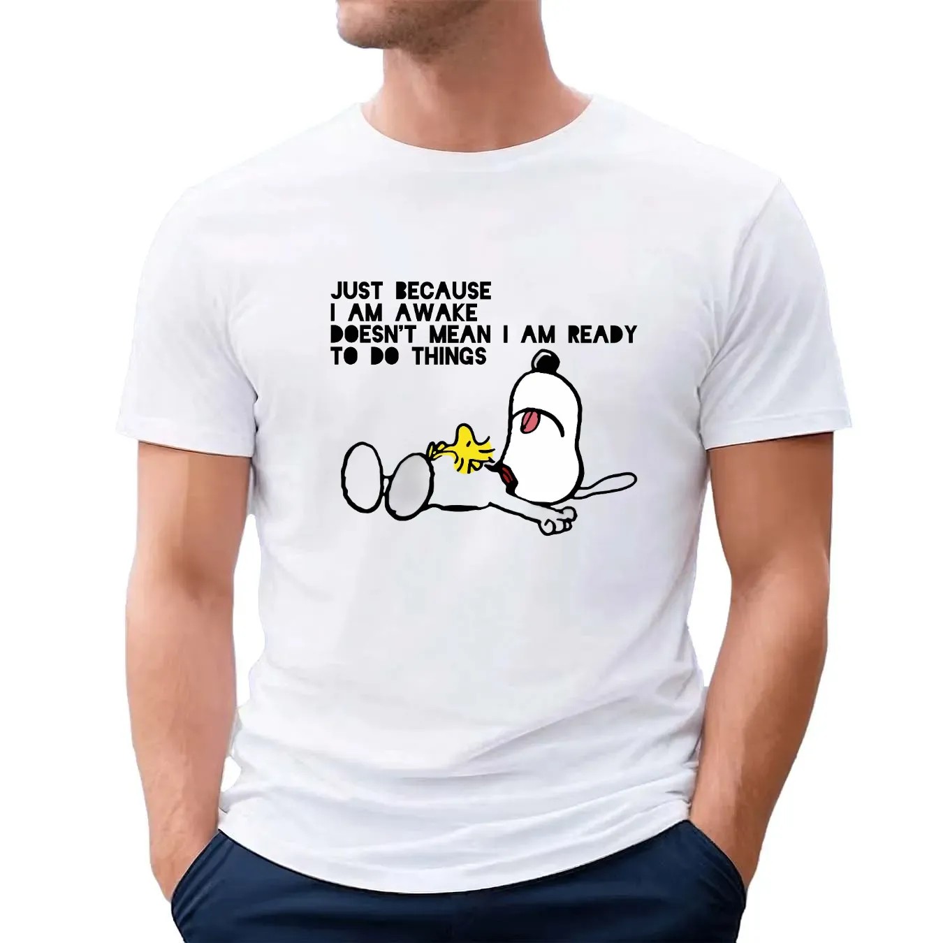 Snoopy The Peanuts Just Because I Am Awake Doesn't Mean I Am Ready To Do Things Meme T Shirt