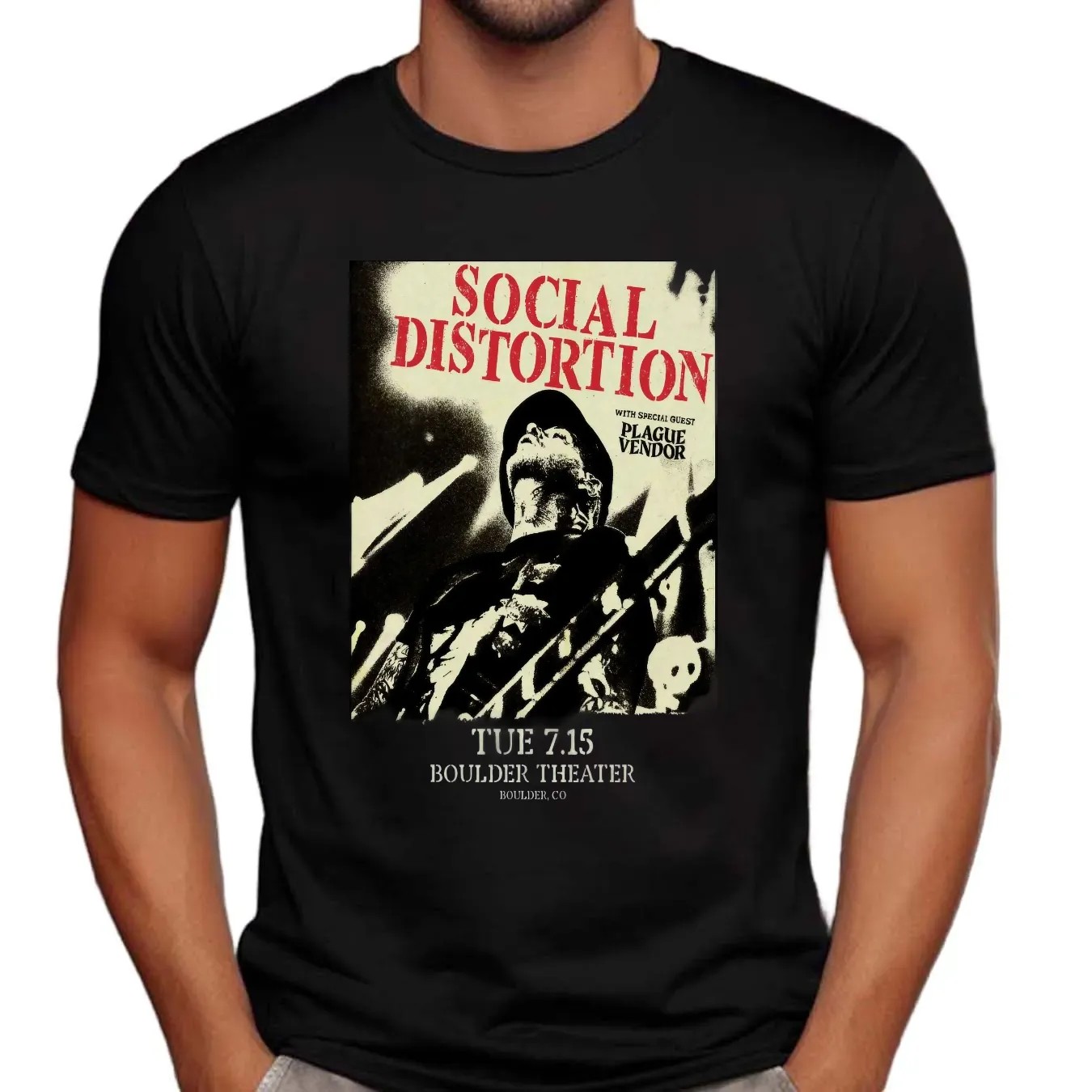 Social Distortion With Plague Vendor Jul 15 2025 In Boulder Theater CO T Shirt