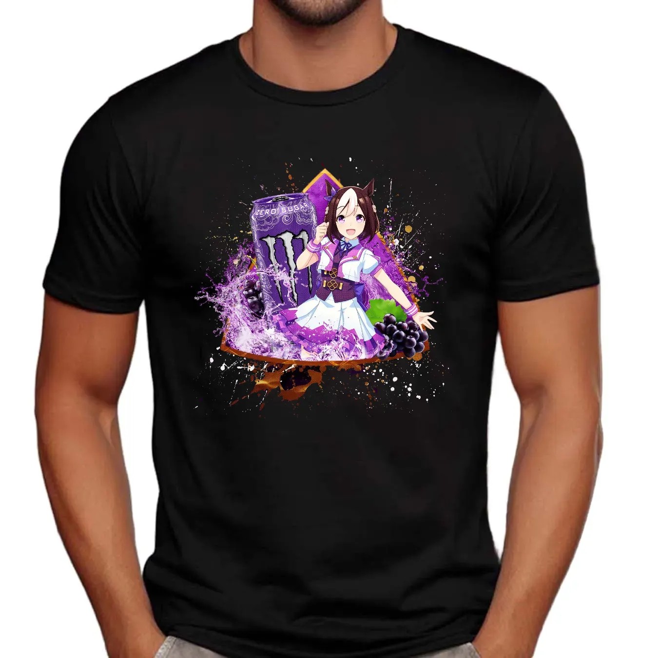 Special Week Uma Musume Pretty Derby Monster Energy Ultra Violet Energy Drink Anime T Shirt
