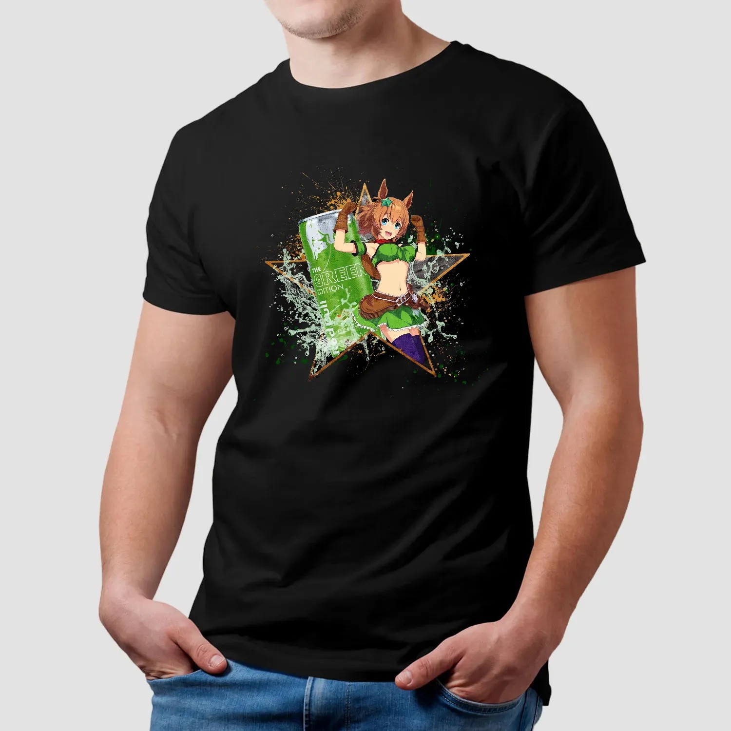Taiki Shuttle Umamusume Pretty Derby Red Bull Green Edition Energy Drink Anime Mashup T Shirt