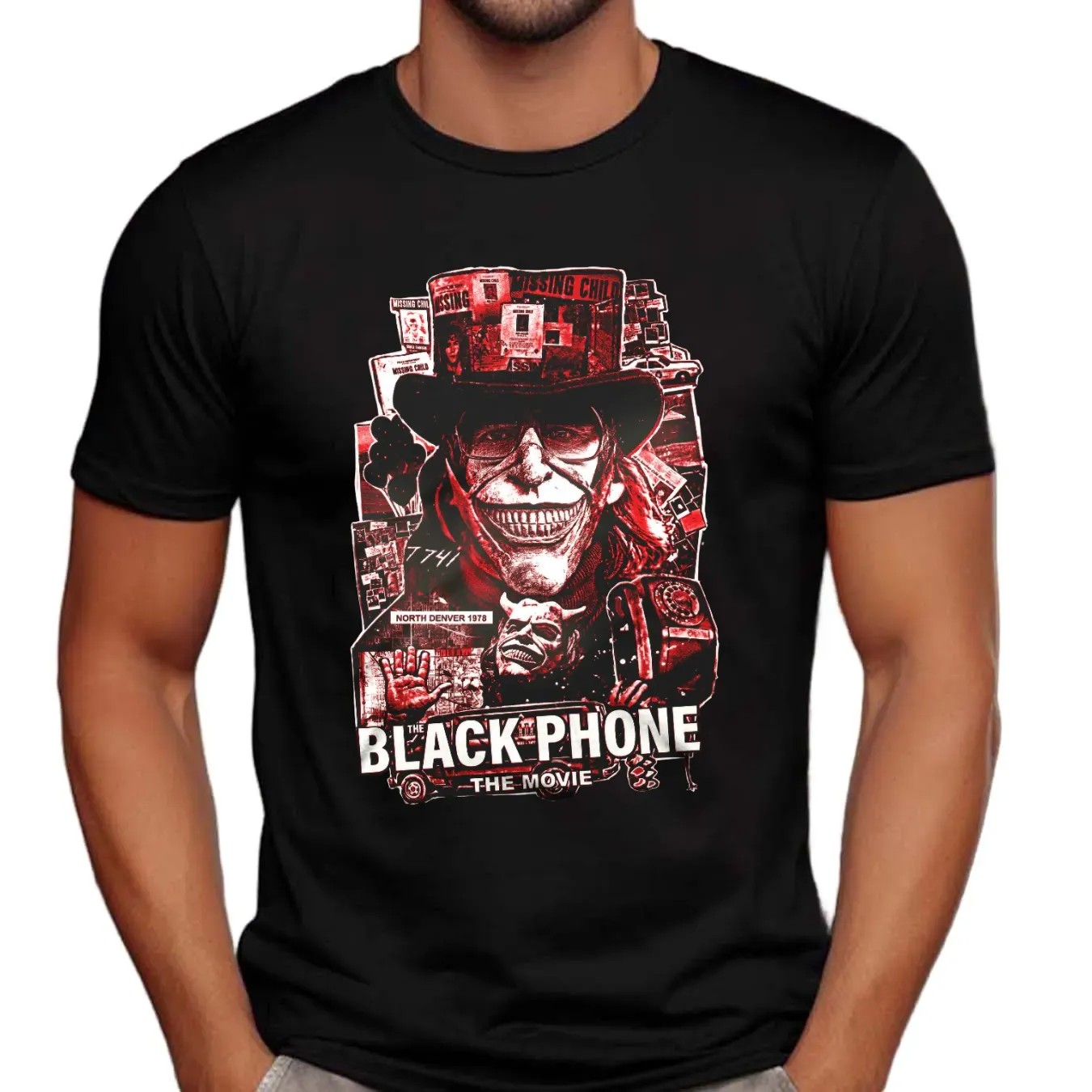 The Black Phone Gone Missing North Denver 1978 Horror Graphic T Shirt