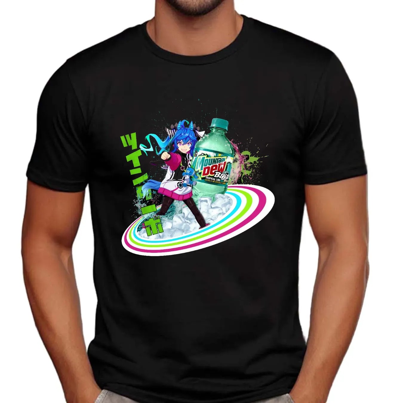 Twin Turbo Uma Musume Mountain Dew Baja Blast Mashup T Shirt