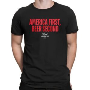 Hulk Hogan Wears America First Beer Second Real American Beer T Shirt