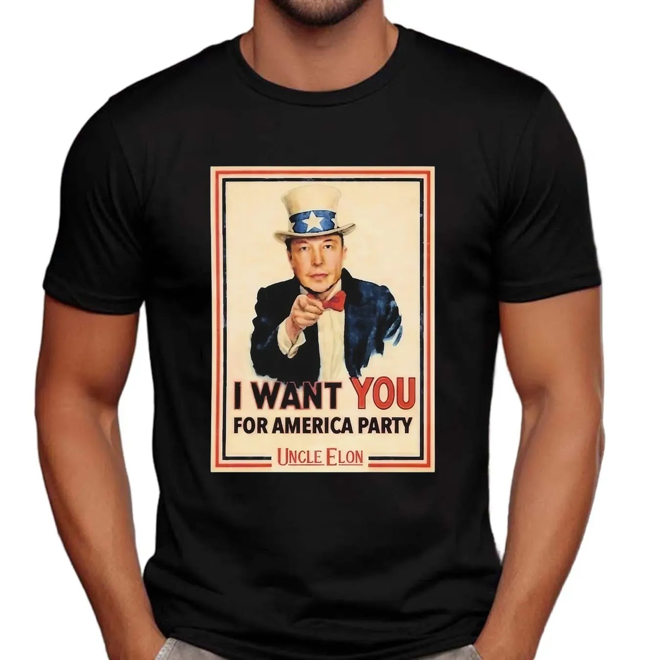 Uncle Sam X Elon Musk I Want You America Party Uncle Elon T Shirt