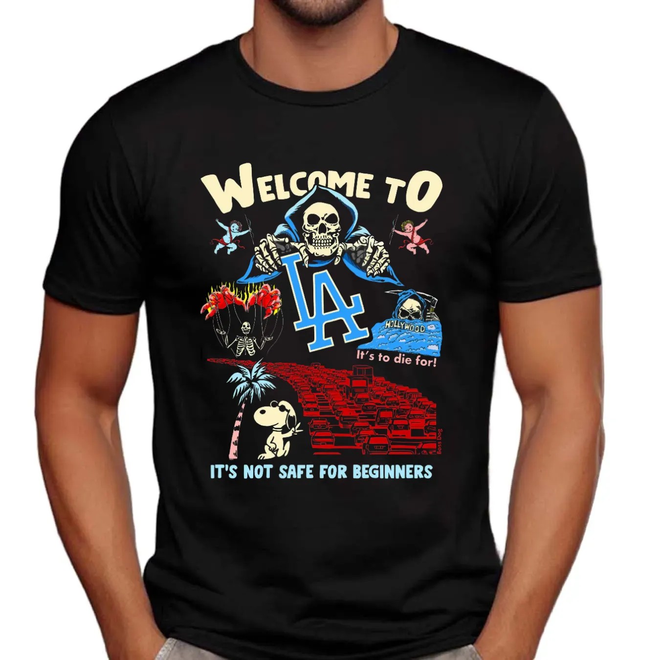 Welcome To LA It's Not Safe For Beginner Snoopy Skeleton T Shirt
