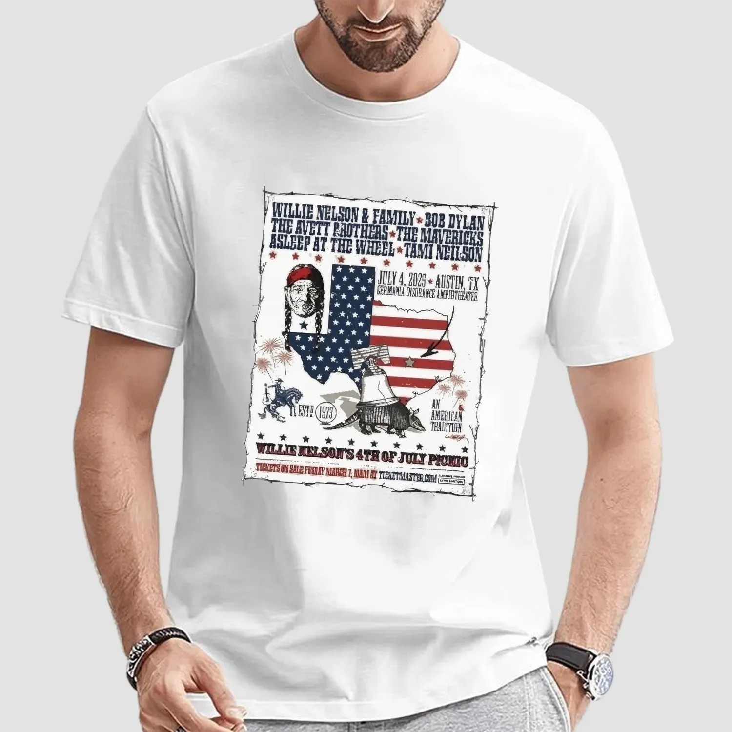Willie Nelson And Family 4th Of July Picnic In Austin TX On 2025 American Flag T shirts