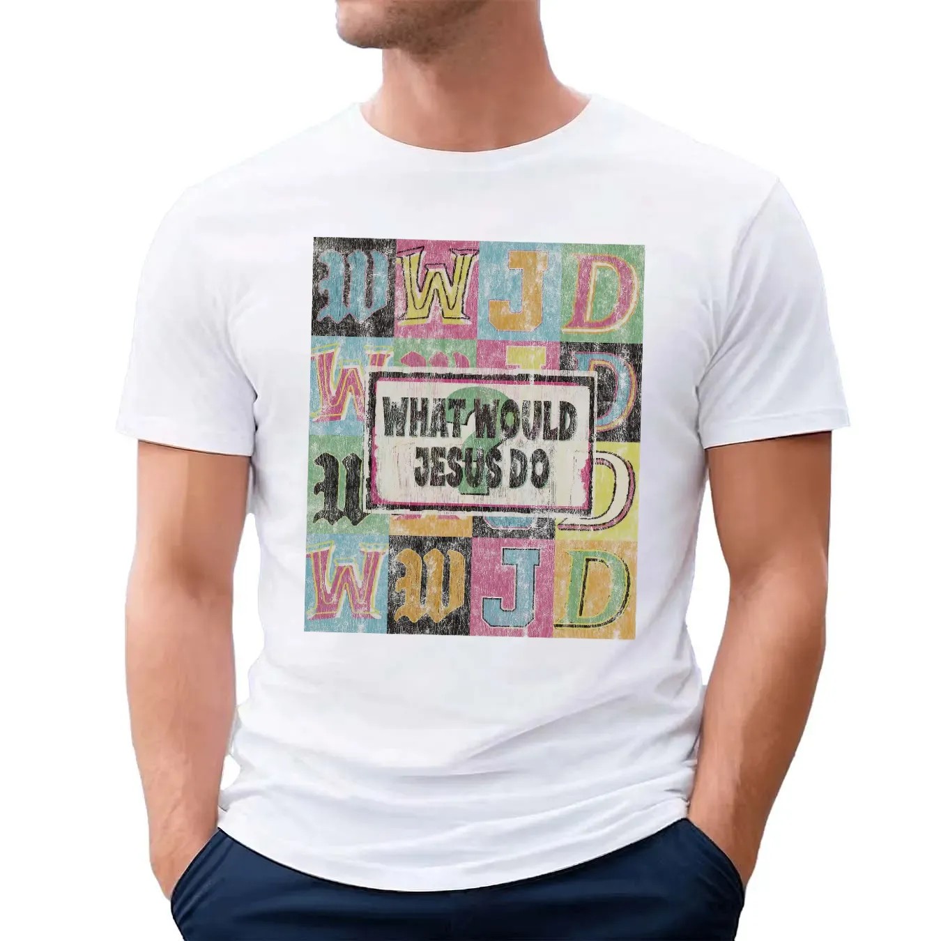 Wwjd What Would Jesus Do Colorful Christian T Shirt