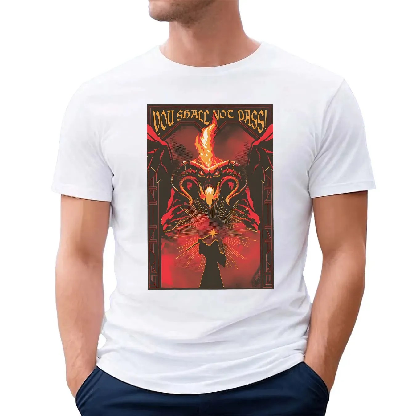 You Shall Not Pass Fire And Shadow Clash LOTR T Shirt