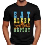 Eat Sleep Softball Repeat Parody T Shirt