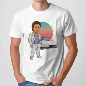Sonny Crockett Miami Vice Car Caricature Vintage T Shirt