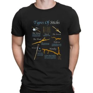 Types Of Sticks The Wand Stash The Sword The Nude Defense Wizard Staff Wonky T Shirt