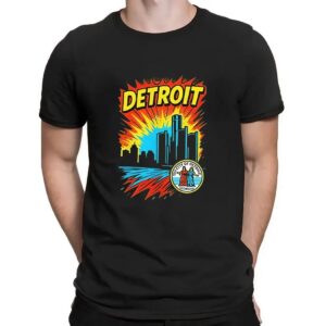 Detroit comic style retro logo t shirt