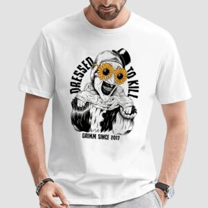 Dressed to Kill Grimm Since 2017 Creepy Clown Horror Graphic T T Shirt