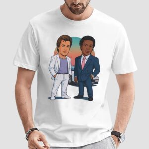 Miami Vice Cartoon Sonny Crockett And Rico Tubbs Caricature T Shirt