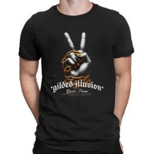 Gilded Illusion Greed's Prison World Adorned With Golden Chains T Shirt