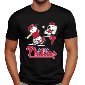 Philadelphia Phillies Peanuts Charlie Brown And Snoopy Playing Baseball T Shirt