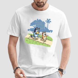 Bluey And Bingo Walking Cartoon Vito Comedy T Shirt