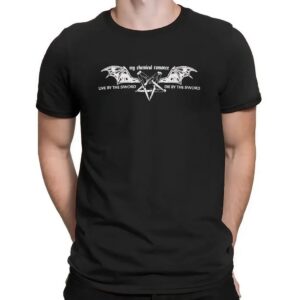 My Chemical Romance Live By The Sword Die By The Sword Bat Pentagram Wings T Shirt
