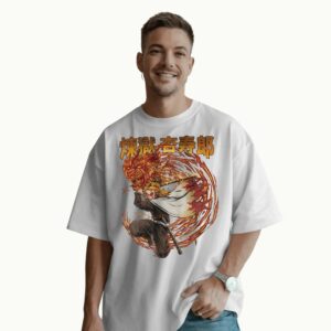 Rengoku Kyojuro Demon Slayer Flame Hashira Fire Lion Attack Anime T Shirt