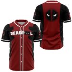 Deadpool Marvel Red Black Superhero Costume Comic Style Baseball Jersey