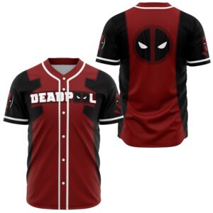 Deadpool Marvel Red Black Superhero Costume Comic Style Baseball Jersey