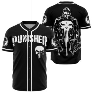 The Punisher Marvel Skull Button Up Baseball Jersey