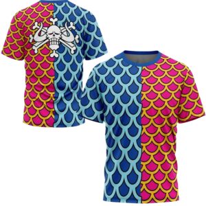 Kaido Pattern One Piece Fish Scales Design All Over Print T Shirt