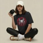 Spider-Man Logo Marvel Red Circle Tech Style Spider Symbol Marvel Graphic T Shirt